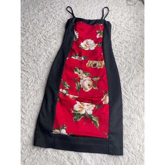 Cache silk satin floral bodycon slip dress midi slipdress‎ ruched cocktail Y2K 2 - Picture 12 of 16